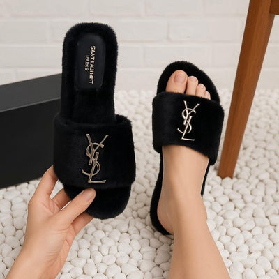 YSL Furr Slippers for Women
