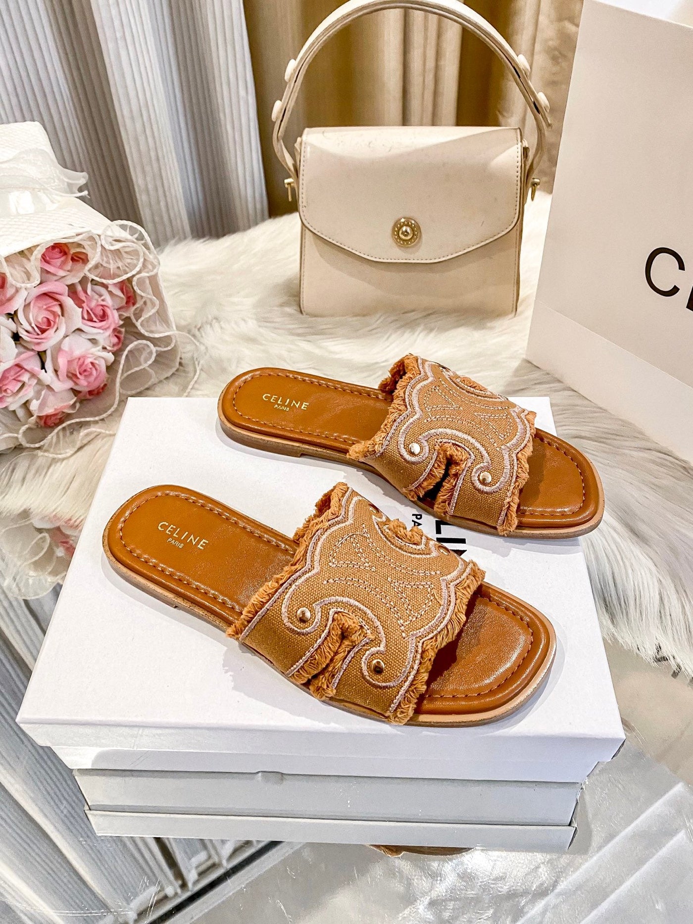 Designer Brand Cel-ine Imported Slide Slippers for Women