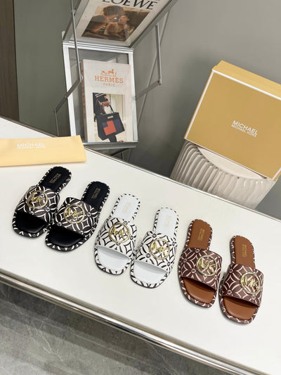 Fashion Brand MK Mich-ael Ko-rs Imported Slippers Slides for Women