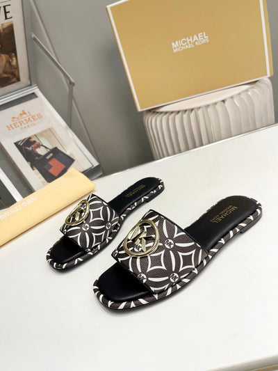 Fashion Brand MK Mich-ael Ko-rs Imported Slippers Slides for Women