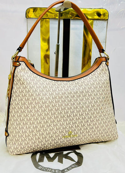 Michael Kors MK Large Hobo Shoulder Bag Beige
