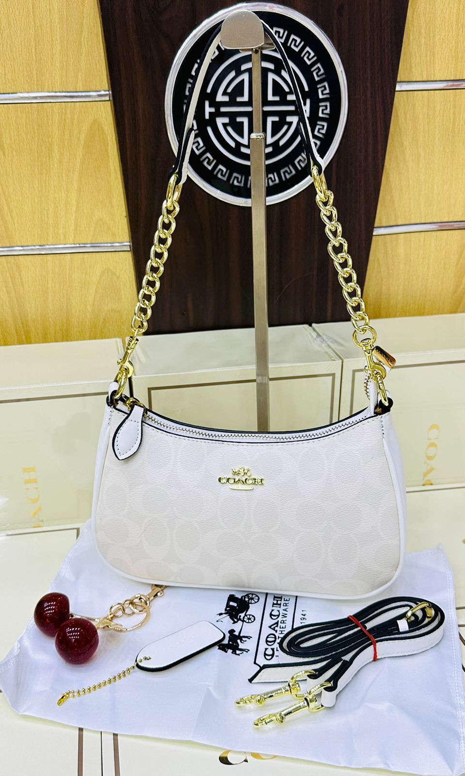 Coach Teri Shoulder Bag with Cherry Keychain 3