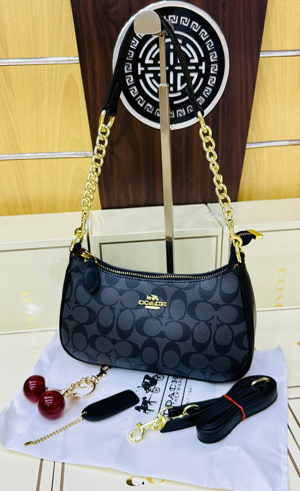 Coach Teri Shoulder Bag with Cherry Keychain 6