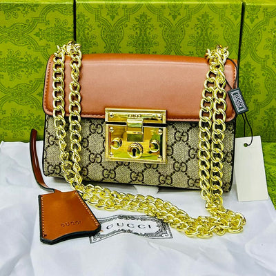 Gucci GG Supreme Padlock Small Shoulder Bag Brown