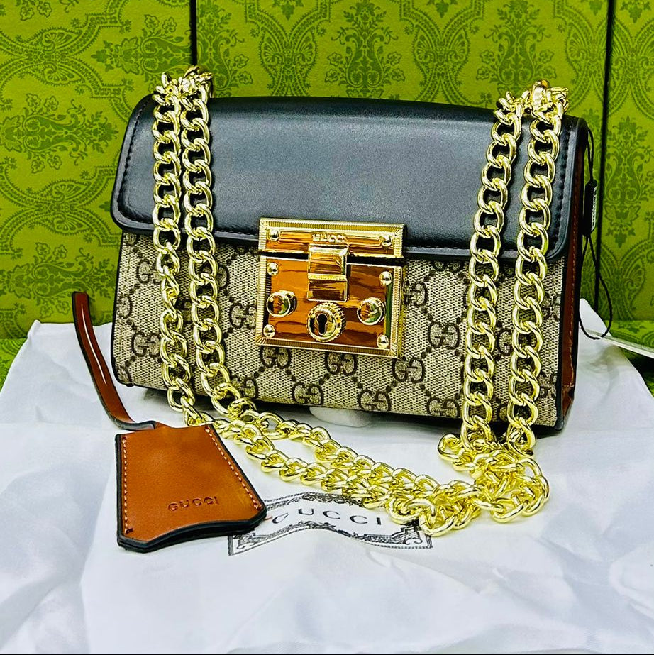 Gucci GG Supreme Padlock Small Shoulder Bag Black