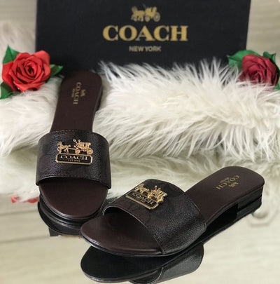 Coach Slippers Brown