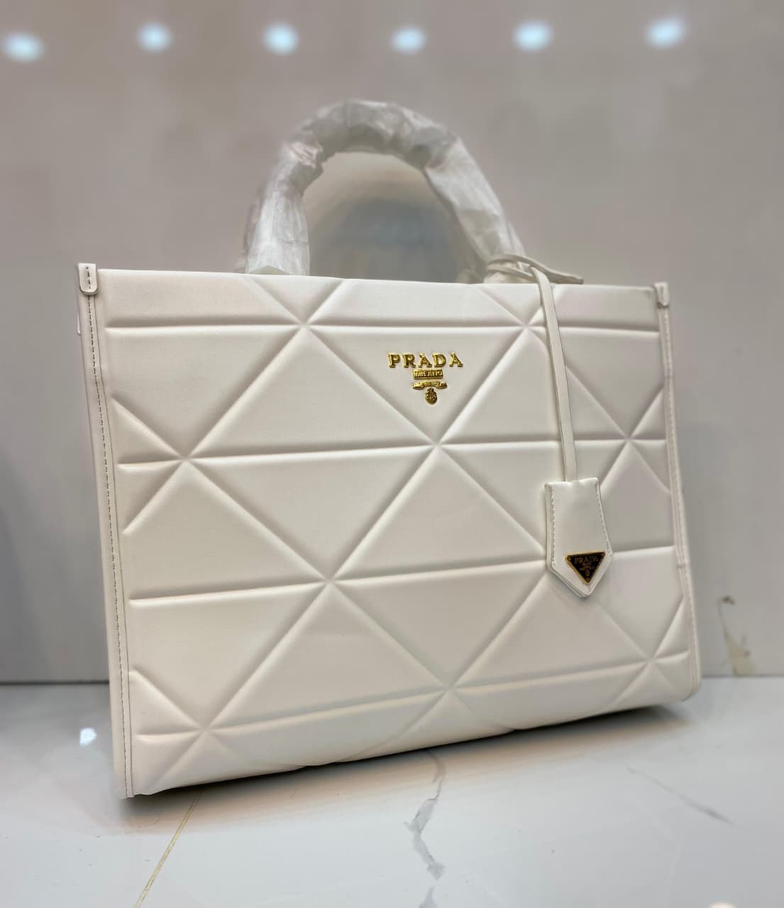 Prada Symbole Tote Bag White
