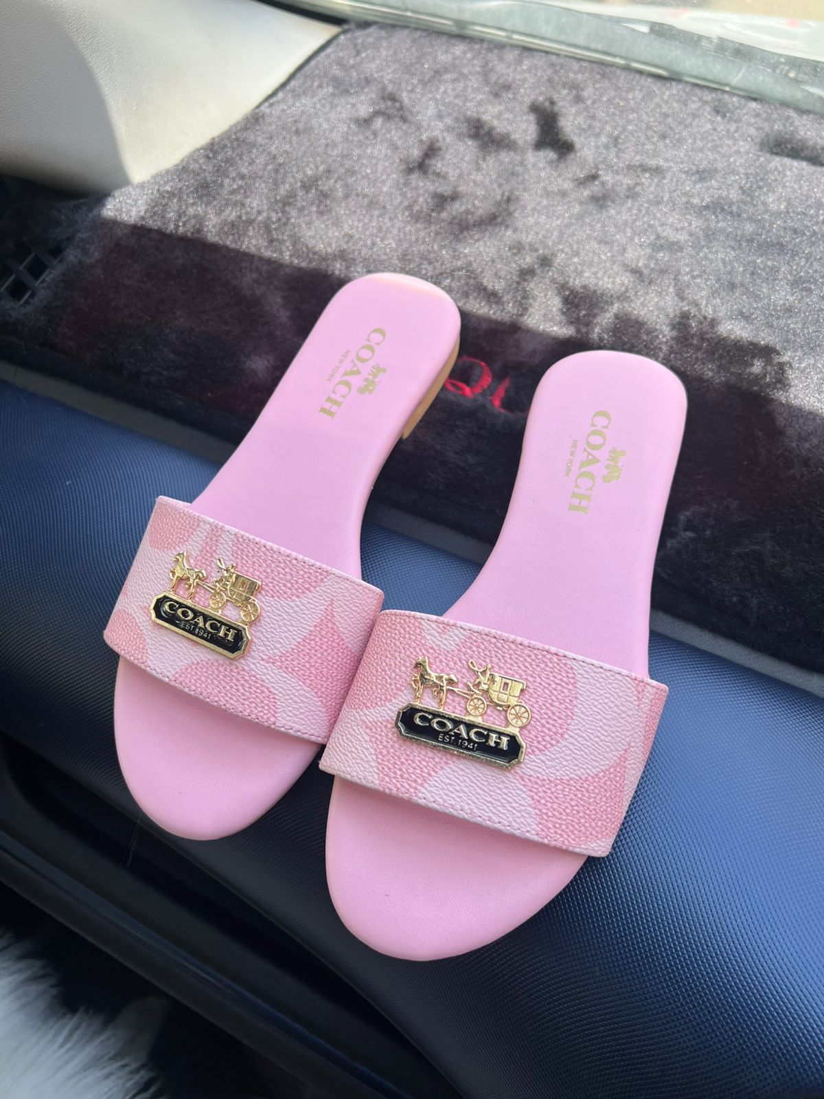 Famous Pink Co-ach Slippers for Women