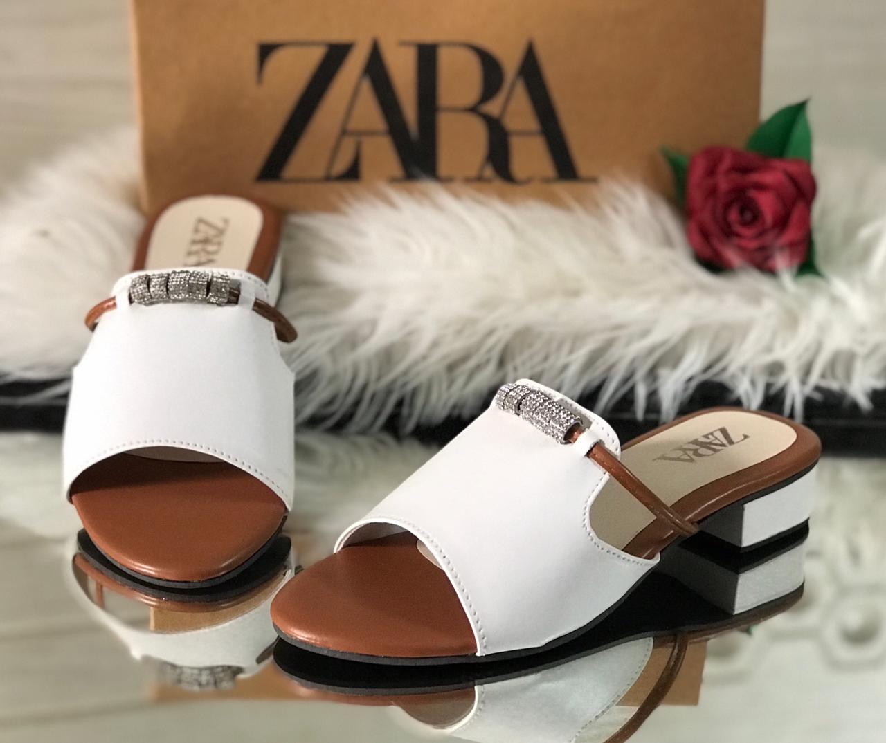 Zara Block Heel White